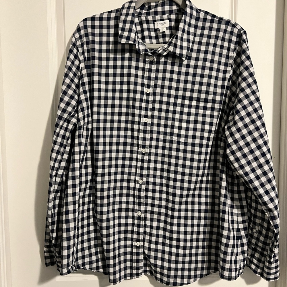 J. Crew Black and White Gingham Button Down Shirt